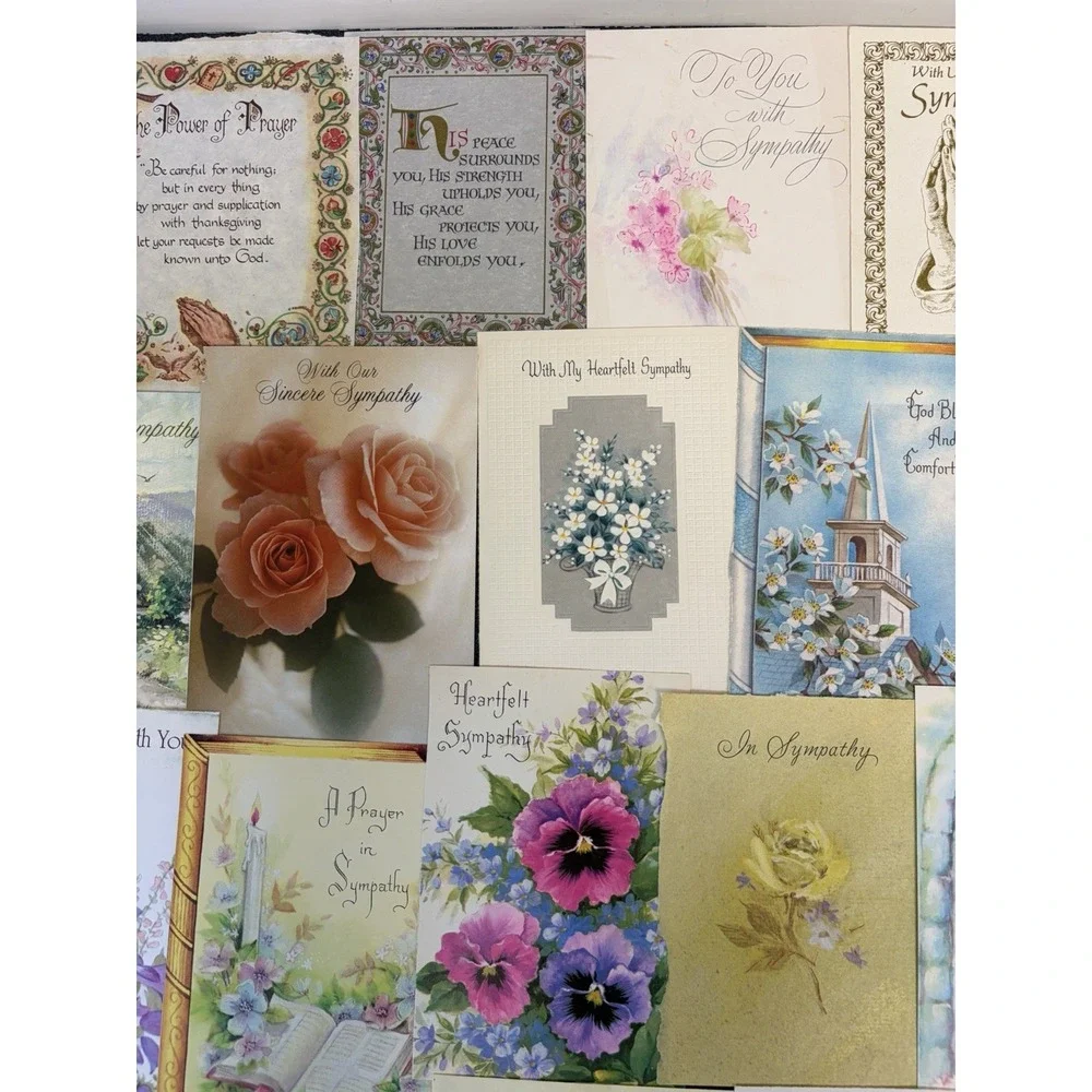 Vintage Sympathy Cards Fronts ONLY Scrapbooking Crafts Decoupage Lot of 50+